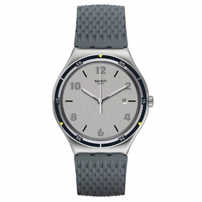Swatch Men's Watch - Irony Asphaltise Quartz Silver Dial Blue Silicone Strap | YWS447