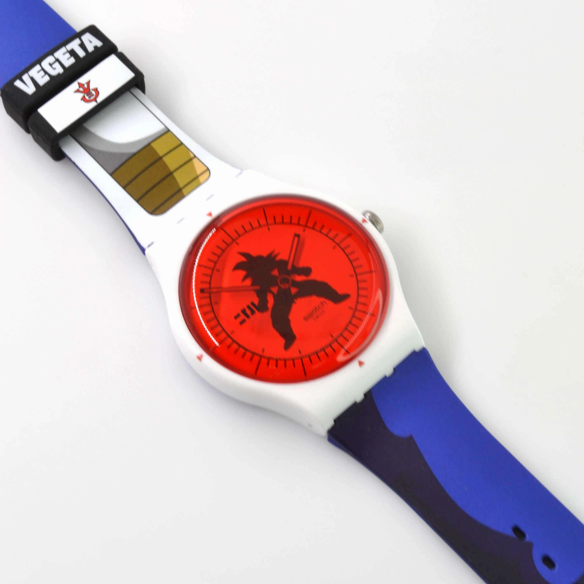 Swatch Unisex Watch - Dragon Ball Z Vegeta Printed Black and Red Dial Strap | SUOZ348