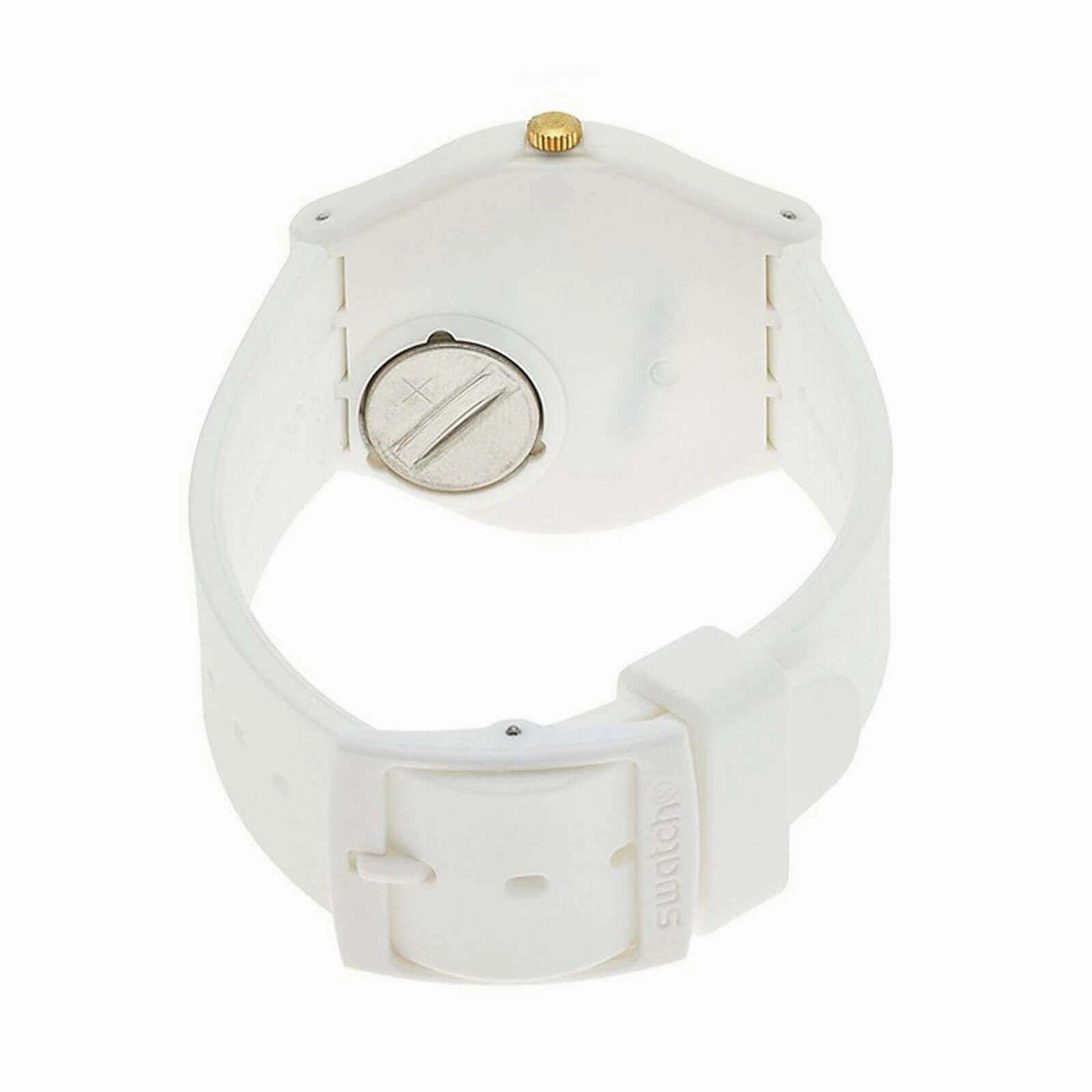 Swatch Unisex Watch - Mariniere Quartz Semi-Skeleton Dial White Rubber Strap | GW169