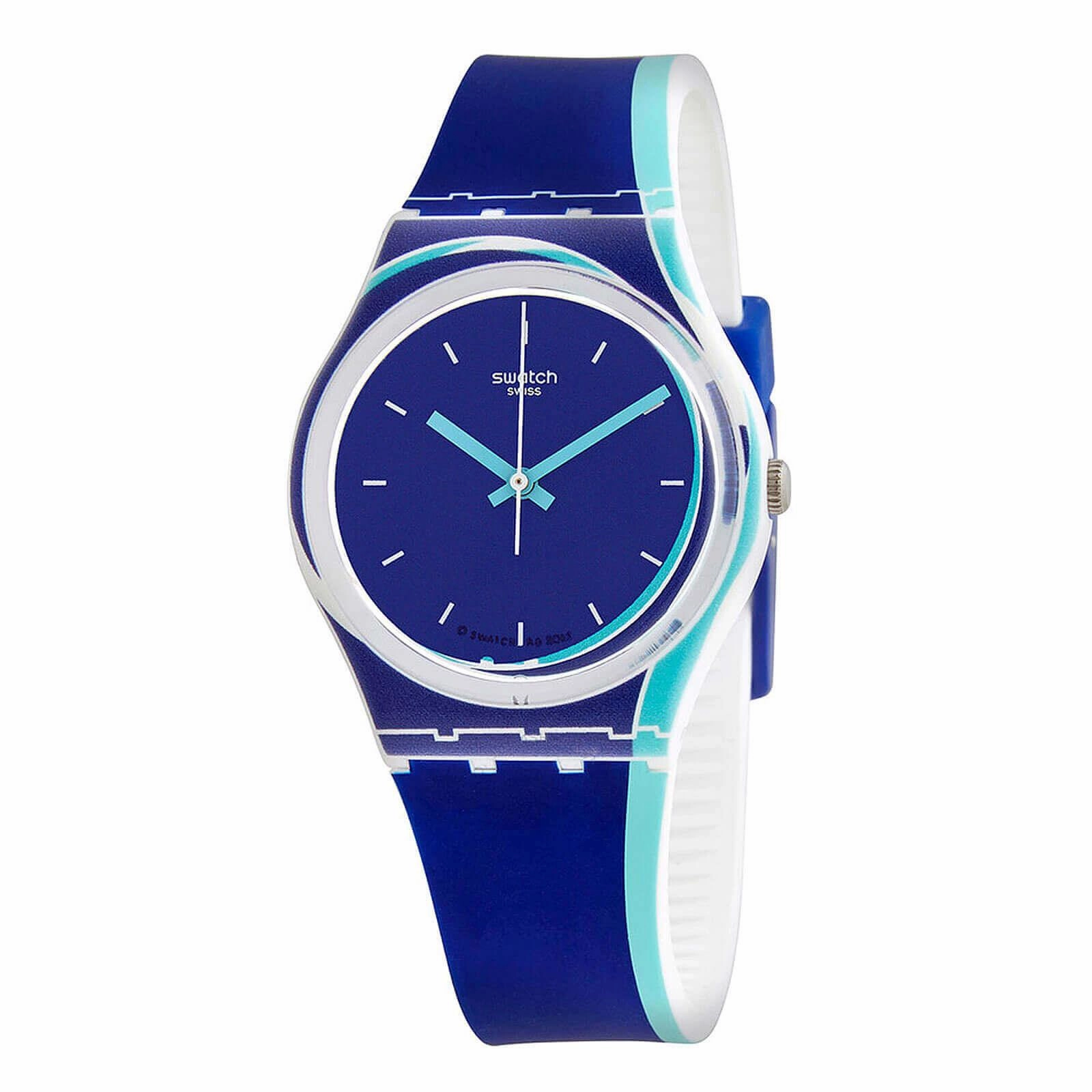 Swatch Unisex Watch - Monthly Drops Blue Shore Quartz Blue Dial Rubber Strap | GW217