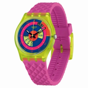 Swatch Unisex Watch - Shades of Neon Date Swiss Quartz Pink Silicone Strap | SO28J700