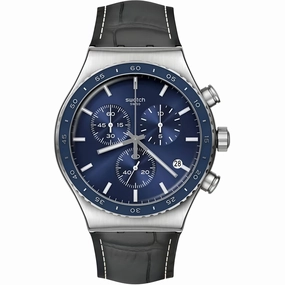 Swatch Unisex Watch - The October Collection Cobalt Lagoon Chrono Blue Dial | YVS496