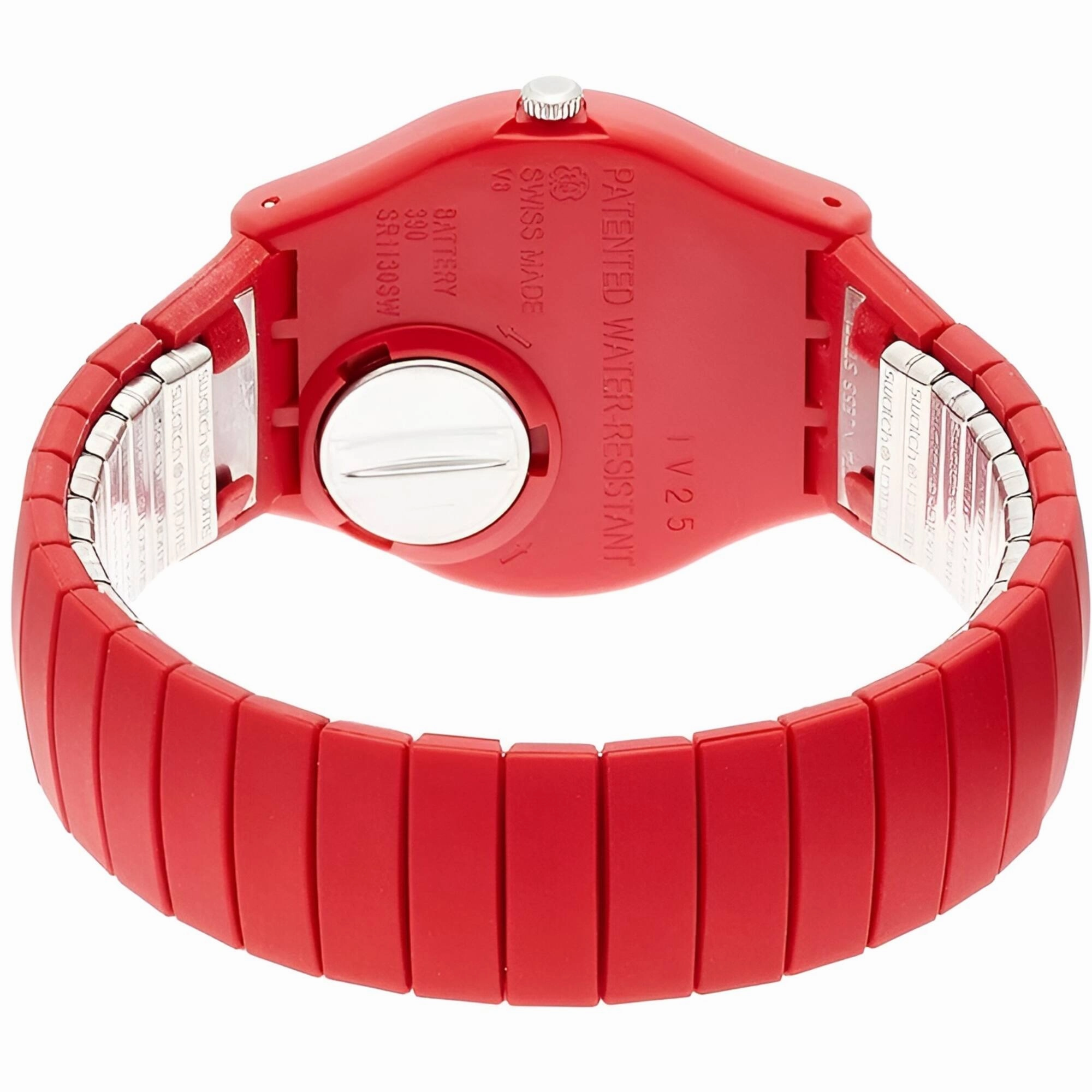 Swatch Women's Watch - Pepeblu Plastic Case Quartz Red Expansion Bracelet | GR173A