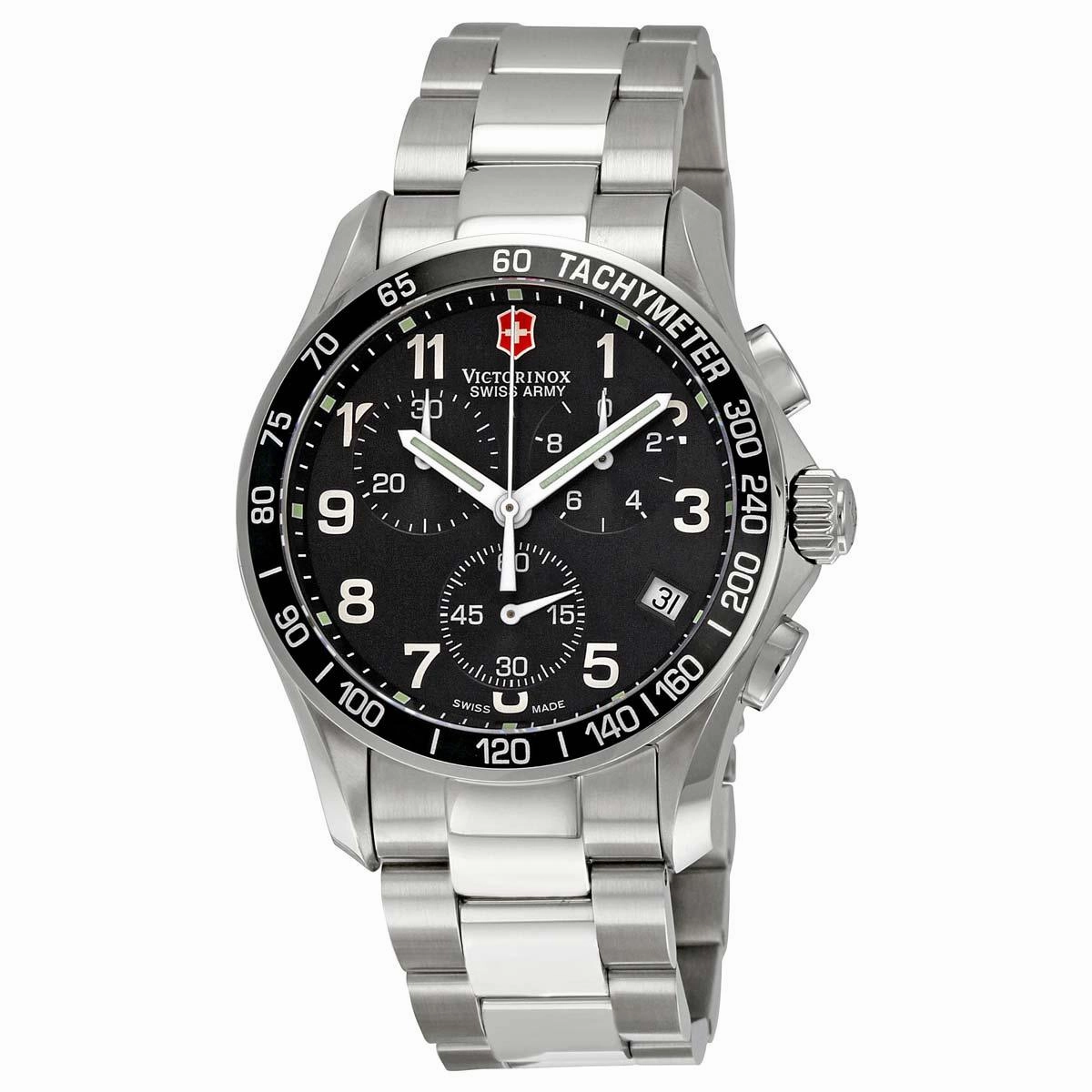 Swiss Army 241122 Men's Chrono Classic Black Dial Stainless Steel Bracelet Watch
