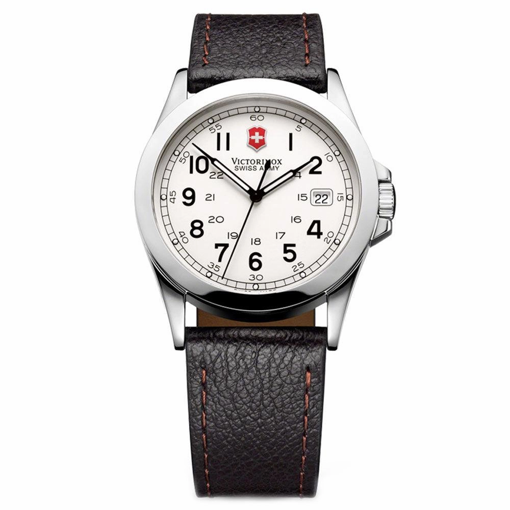 Swiss Army 24654 Men's Infantry White Dial Black Leather Strap Watch