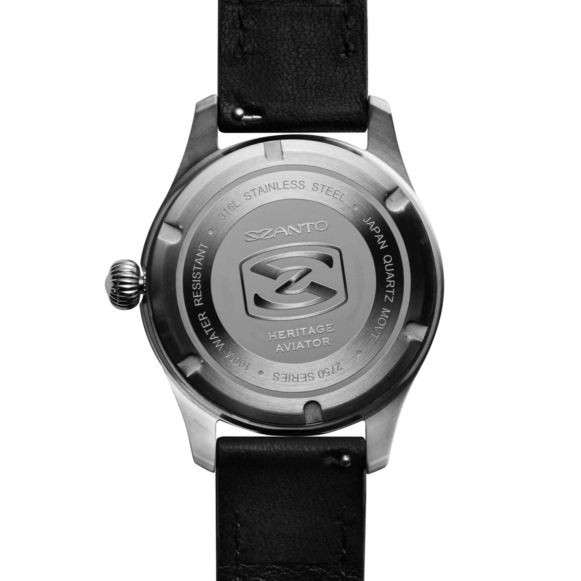 Szanto Men's Quartz Watch - Heritage Aviator Small Seconds Black Dial Strap | SZ 2751
