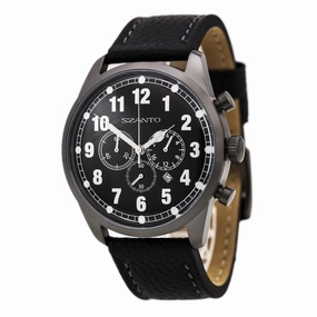 Szanto 2001 Men's 2000 Series Chronograph Gunmetal IP Steel Black Leather