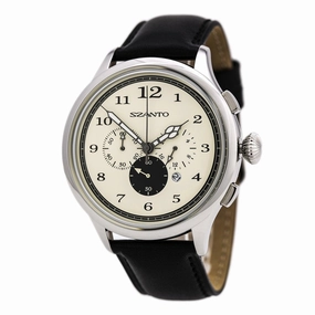 Szanto 2402 Unisex 2400 Series Black Leather Strap Quartz Beige Dial