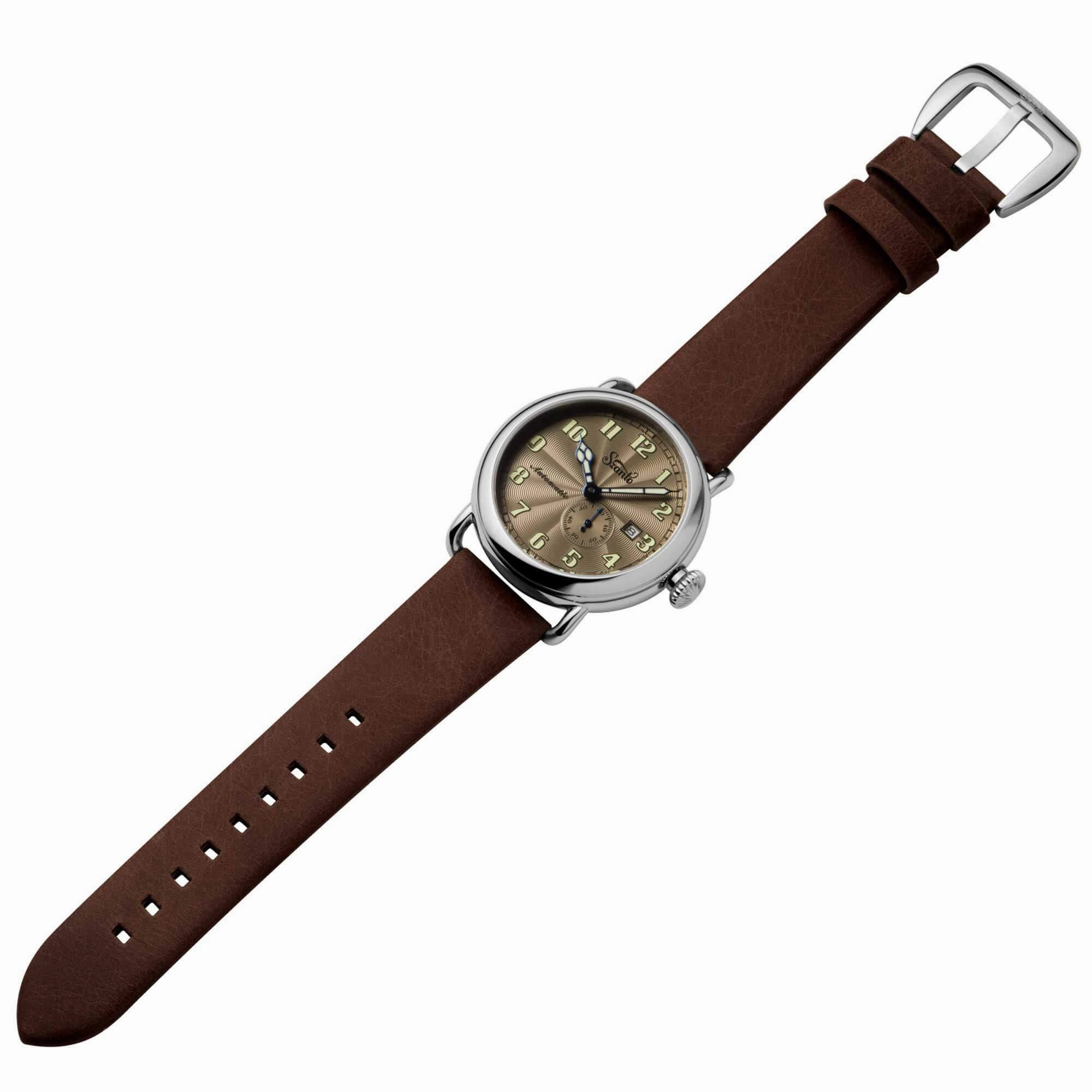 Szanto Men's Automatic Watch - Officer Classic Round Brown Dial Strap | SZ 6304E
