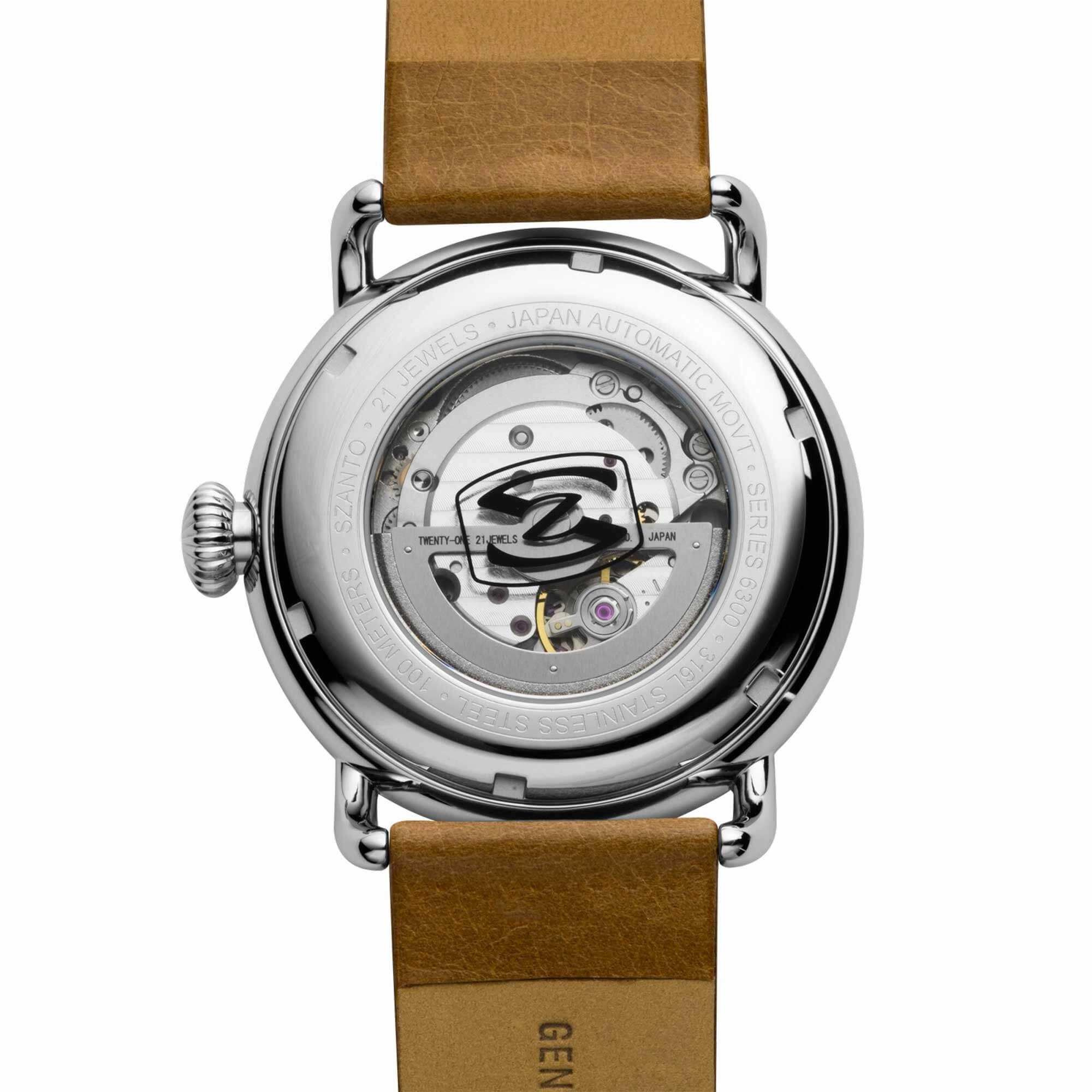 Szanto Men's Automatic Watch - Officer Classic Round Brown Dial Strap | SZ 6304E