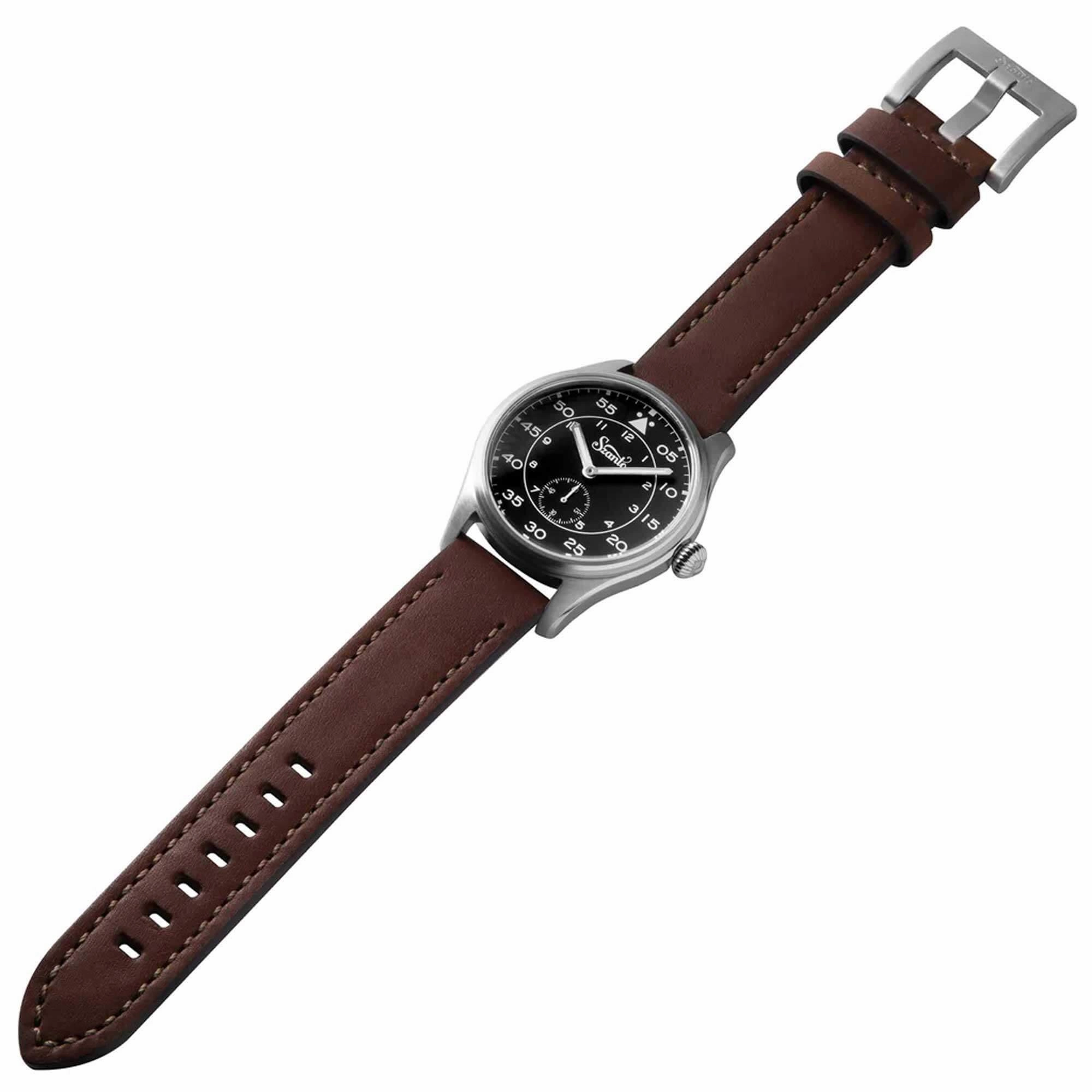 Szanto Men's Quartz Watch - Heritage Aviator Black Dial Brown Leather Strap | SZ 2754