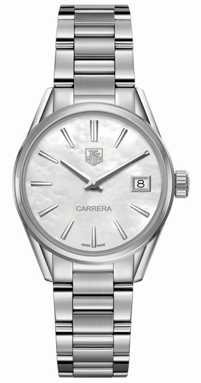 TAG Heuer Carrera Stainless Steel Mother-of-Pearl Dial Date Quartz Womens Watch WAR1311.BA0778