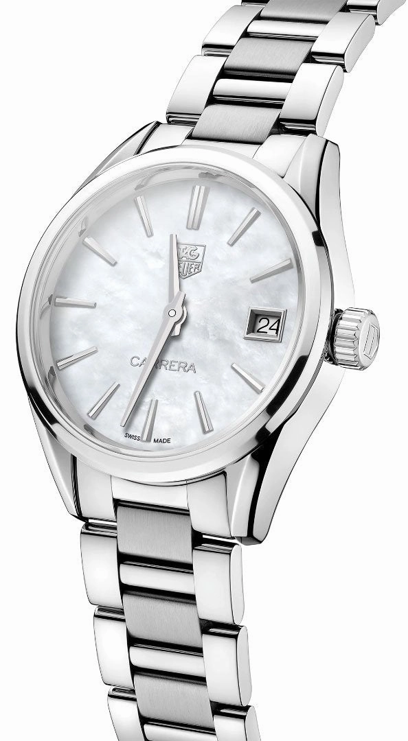 TAG Heuer Carrera Stainless Steel Mother-of-Pearl Dial Date Quartz Womens Watch WAR1311.BA0778