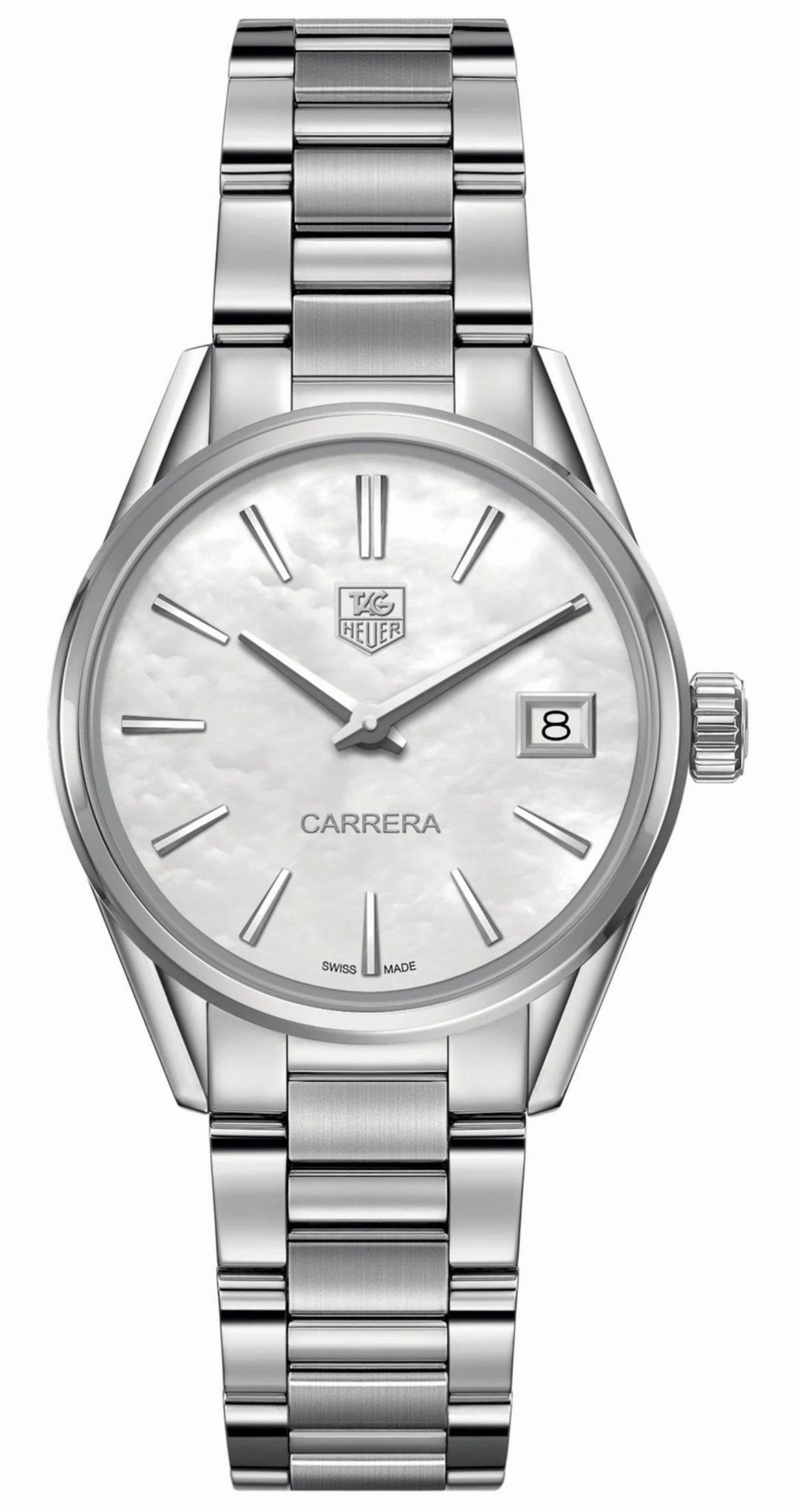 TAG Heuer Carrera Stainless Steel Mother-of-Pearl Dial Date Quartz Womens Watch WAR1311.BA0778