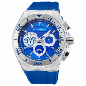 Technomarine Men's Chrono Watch - Cruise Blue and Grey Dial Rubber Strap | TM-118121