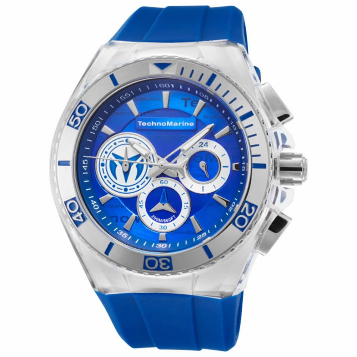 Technomarine Men's Chrono Watch - Cruise Blue and Grey Dial Rubber Strap | TM-118121