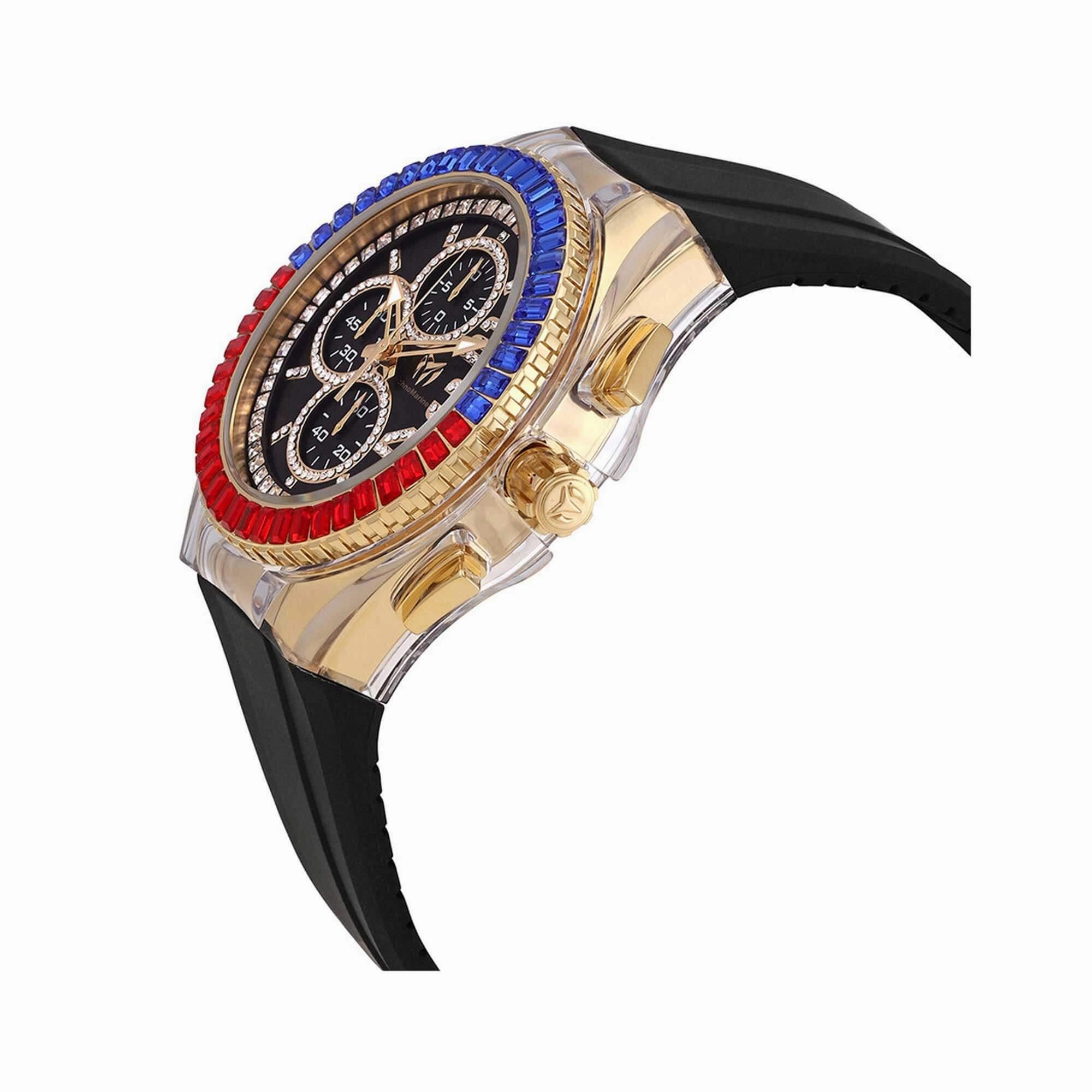Technomarine Men's Watch - Cruise Glitz Quartz Chrono Black Rubber Strap | TM-121014