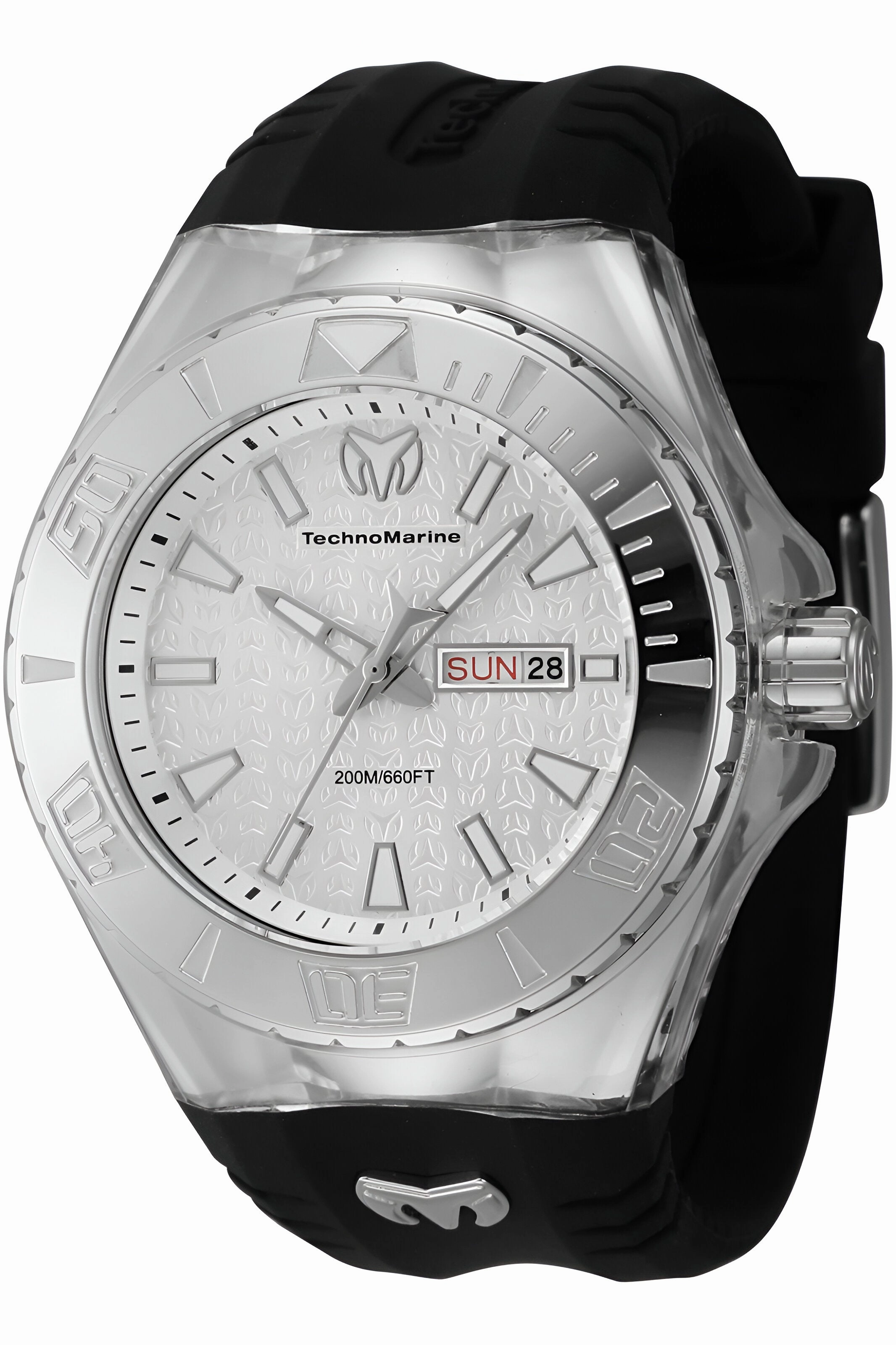 Technomarine Men's Watch - Cruise Monogram Silver Dial Silicone Strap | TM-122007