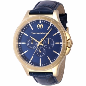 Technomarine Men's Watch - MoonSun Blue Genuine Leather Strap Day-Date | TM-822030
