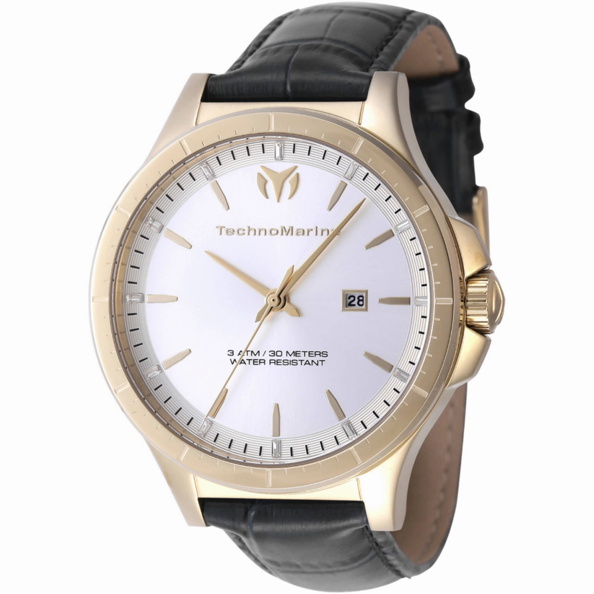 Technomarine Men's Watch - MoonSun Quartz Silver Dial Black Strap Date | TM-822013
