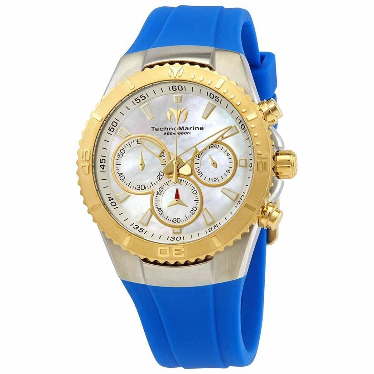 Technomarine Women's Chronograph Watch - Sea Manta MOP Dial Blue Strap | TM-218043