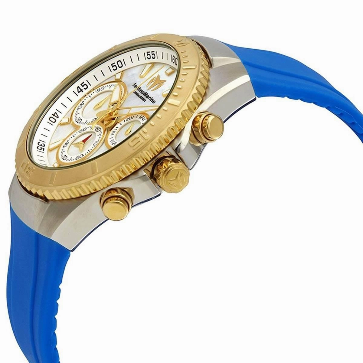 Technomarine Women's Chronograph Watch - Sea Manta MOP Dial Blue Strap | TM-218043