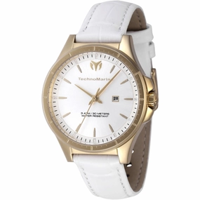 Technomarine Women's Watch - MoonSun Quartz Silver Tone Dial White Strap | TM-822043