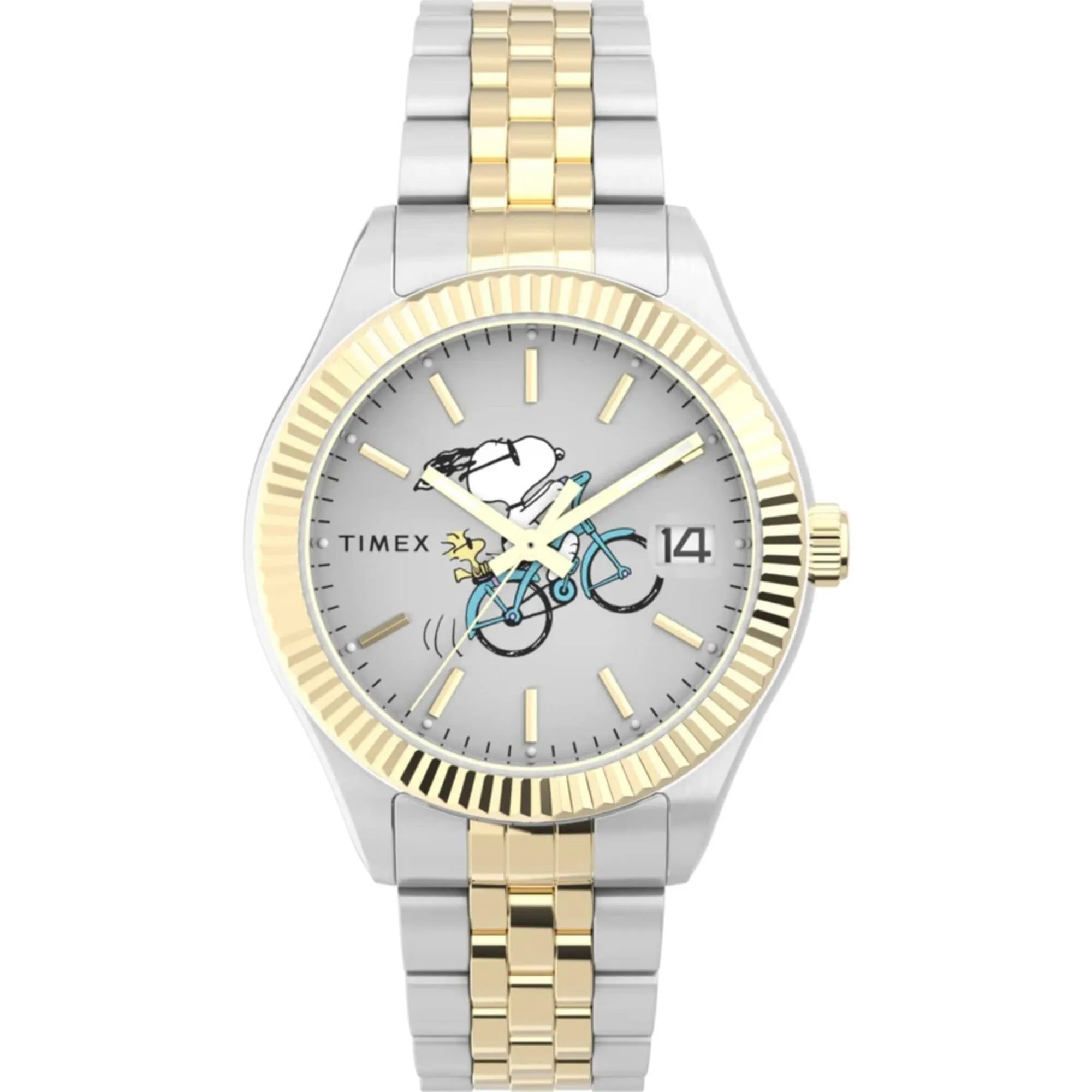 Timex Women's Watch - Legacy Peanuts Bicycle Silver Dial Two Tone Steel | TW2W78800