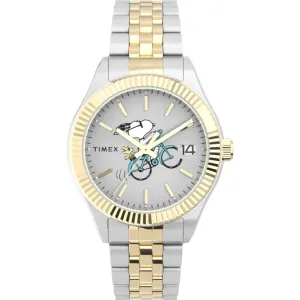 Timex Women's Watch - Legacy Peanuts Bicycle Silver Dial Two Tone Steel | TW2W78800