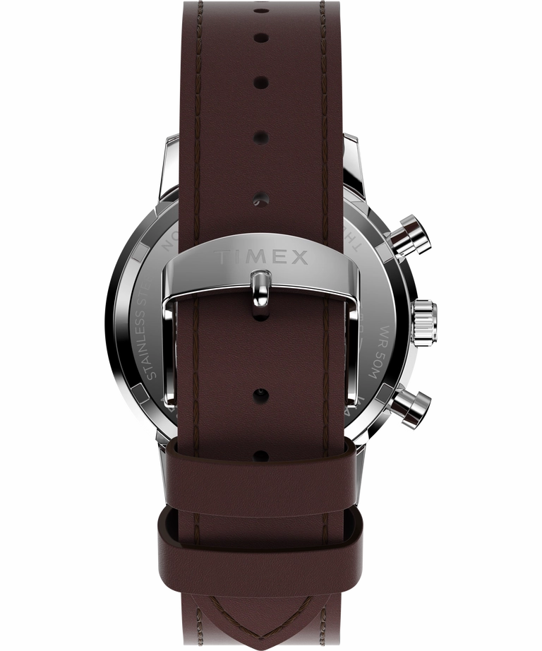 Timex Marlin Chronograph Tachymeter 40mm Leather Strap Watch TW2W10200