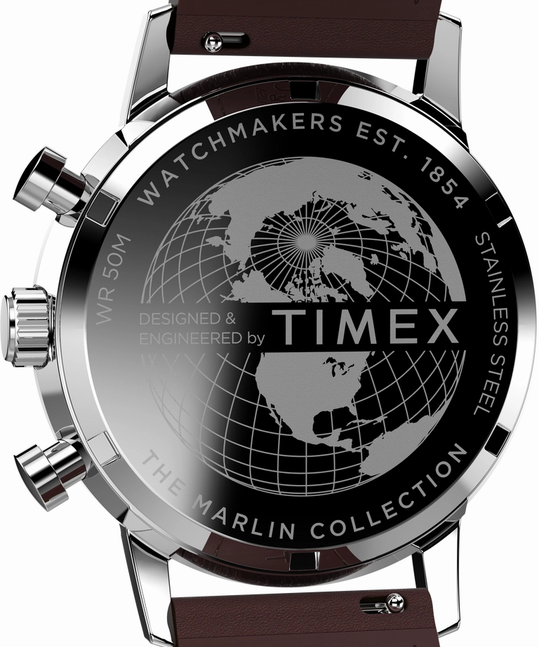 Timex Marlin Chronograph Tachymeter 40mm Leather Strap Watch TW2W10200