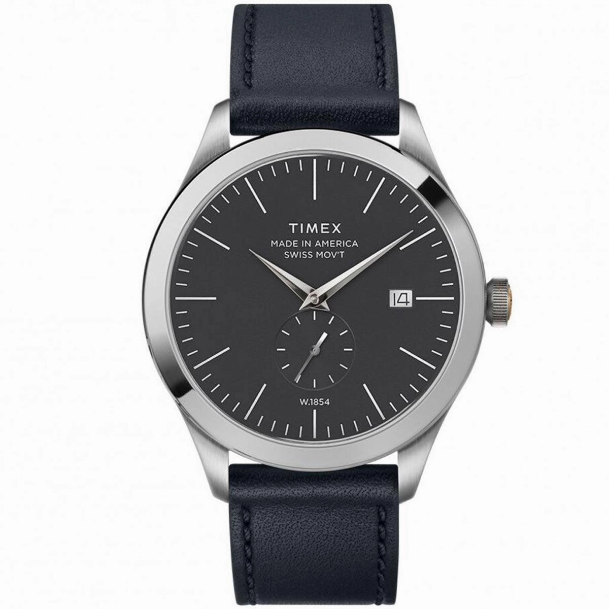 Timex Men's Quartz Watch - American Documents Grey Dial Leather Strap | TW2R82800US