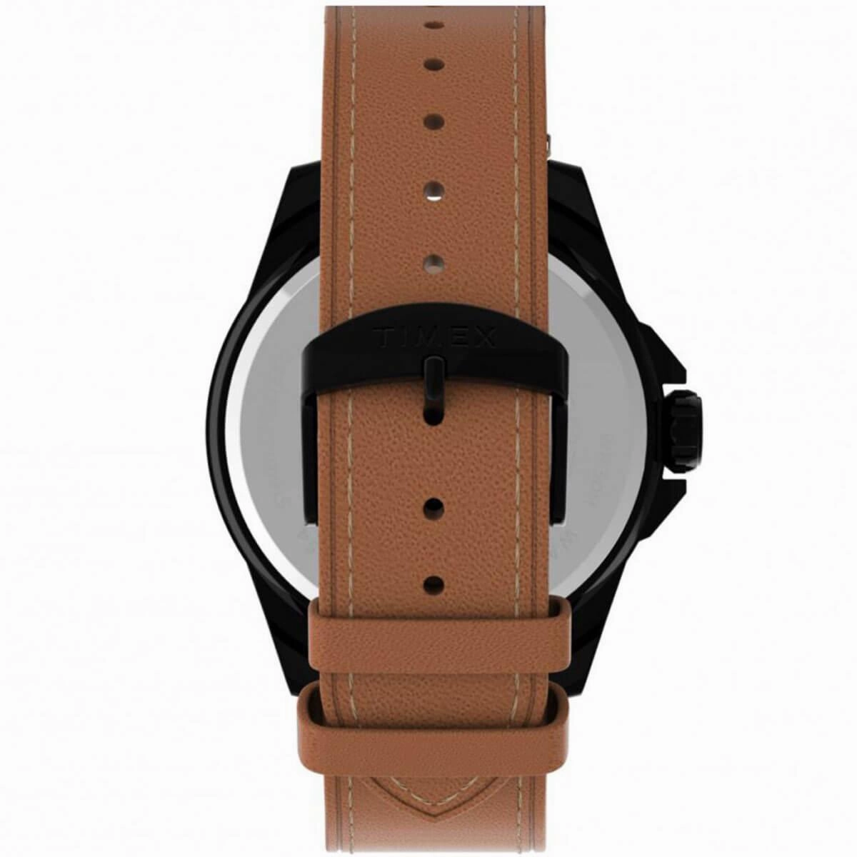 Timex Men's Quartz Watch - Essex Avenue Black Dial Leather Strap | TW2U15100VQ