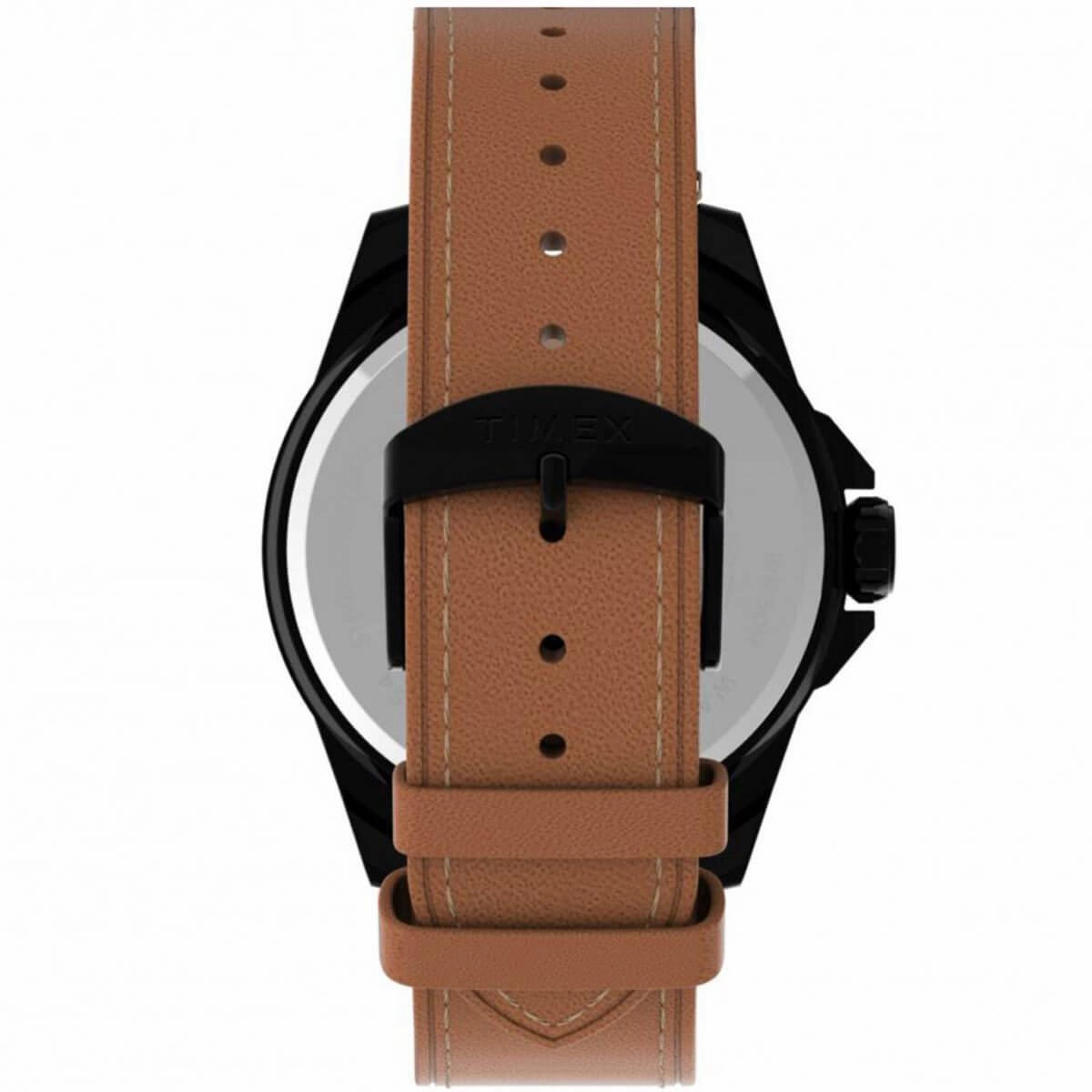 Timex Men's Quartz Watch - Essex Avenue Black Dial Leather Strap | TW2U15100VQ