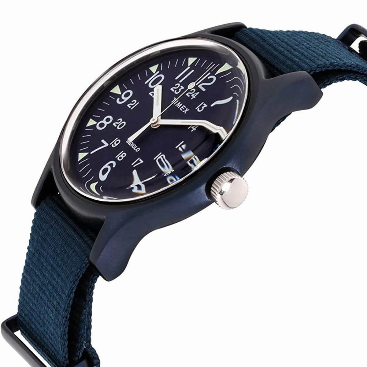 Timex Men's Quartz Watch - MK1 Blue Dial Blue Nylon Strap | TW2R37300VQ