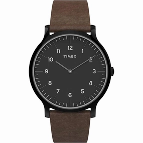 Timex Men's Quartz Watch - Norway Black Dial Brown Leather Strap | TW2T66400VQ