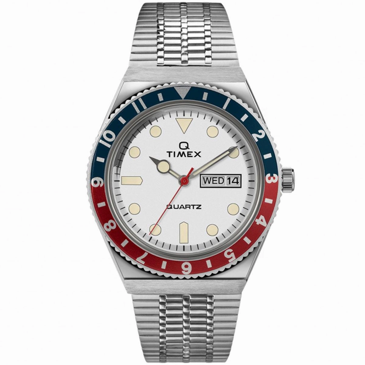 Timex Men's Quartz Watch - Q Timex White Dial Stainless Steel Bracelet | TW2U61200ZV
