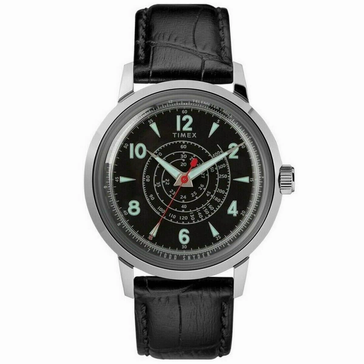 Timex Men's Quartz Watch - Todd Snyder Black Dial Leather Strap | TW2T19500JR