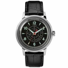 Timex Men's Quartz Watch - Todd Snyder Black Dial Leather Strap | TW2T19500JR