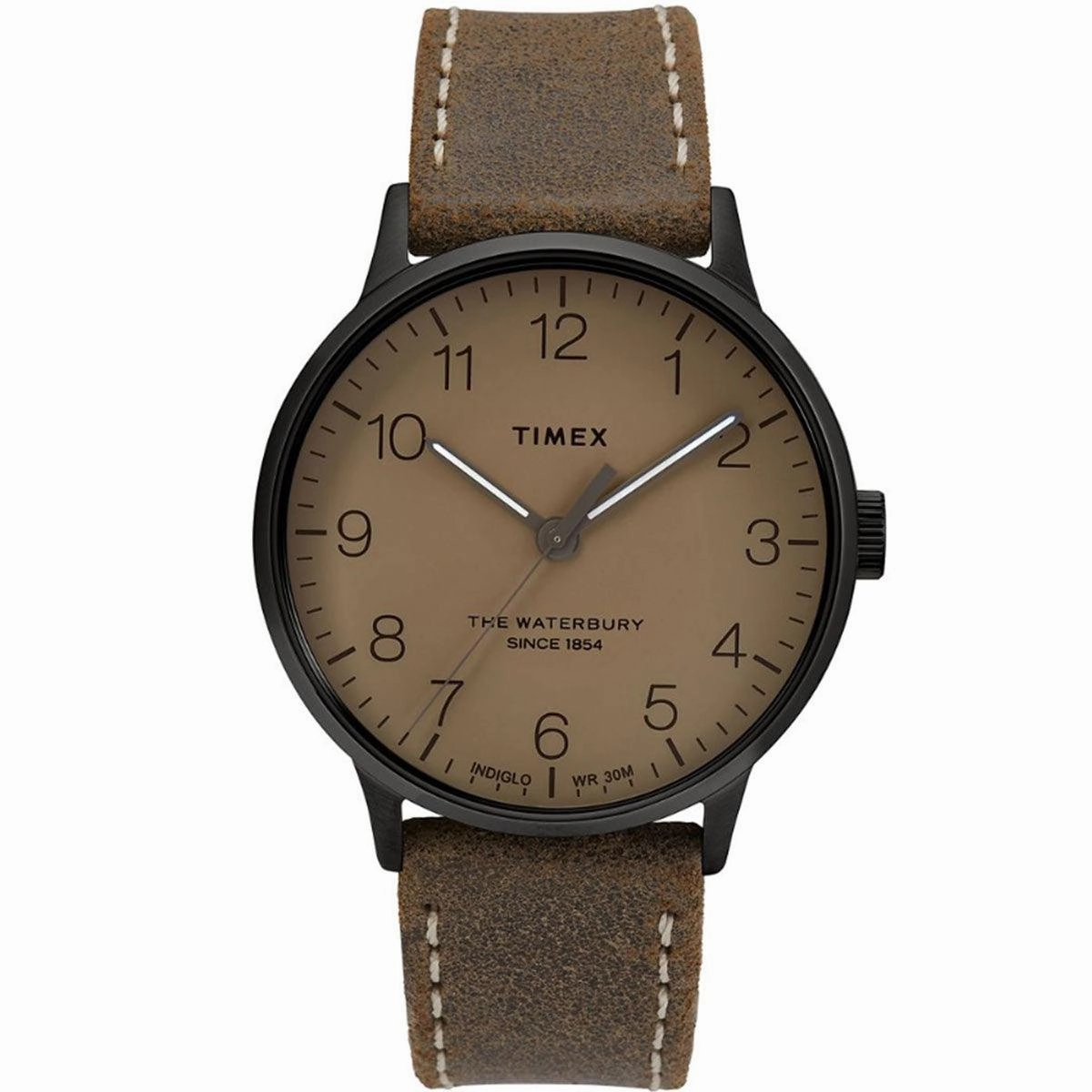 Timex Men's Quartz Watch - Waterbury Tan Dial Brown Leather Strap | TW2T27800VQ