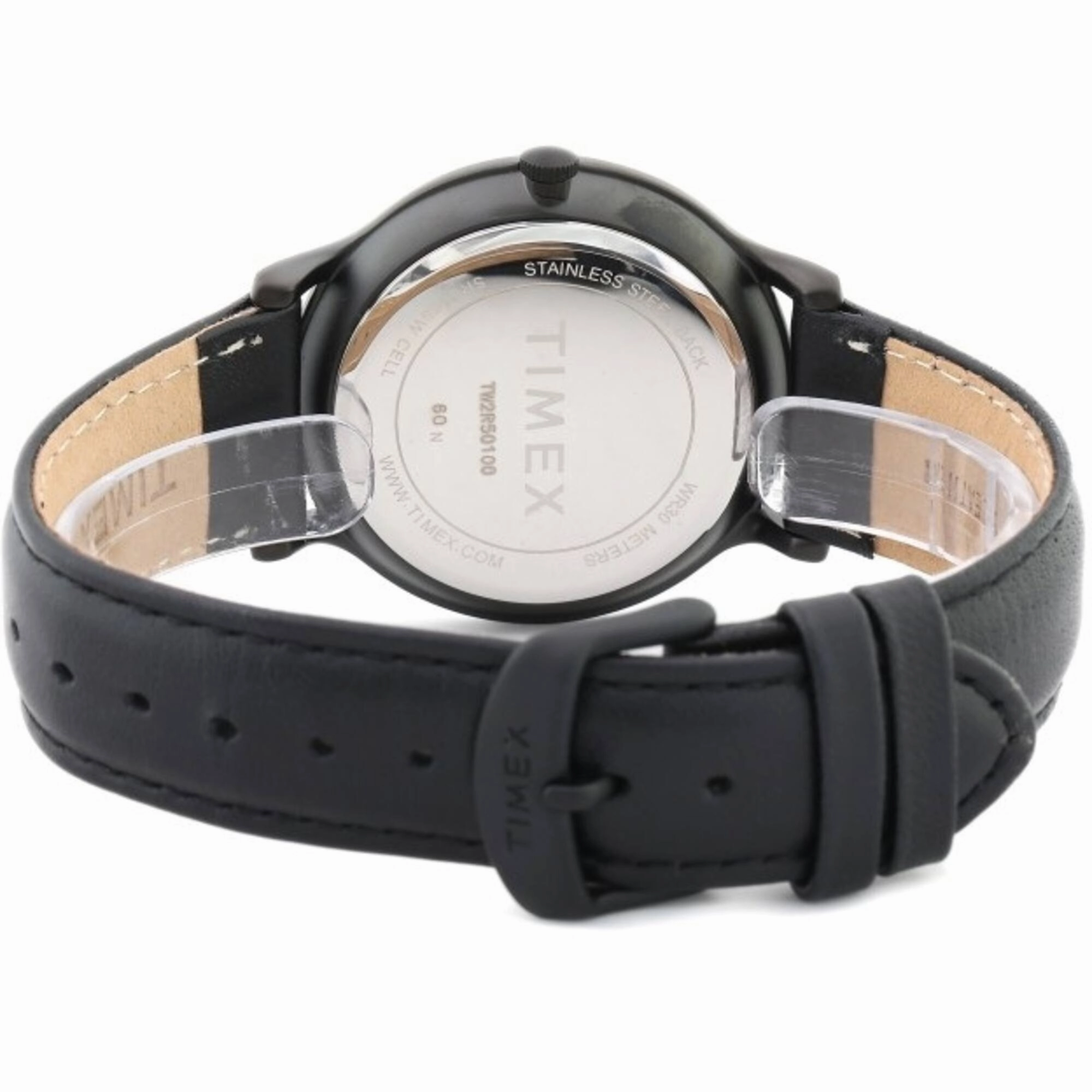 Timex Men's Watch - Metropolitan Quartz Black Dial Leather Strap | TW2R50100