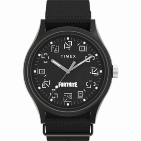 Timex Men's Watch - MK1 Fortnite Aluminum Case Black Dial Fabric Strap | TW2W97000