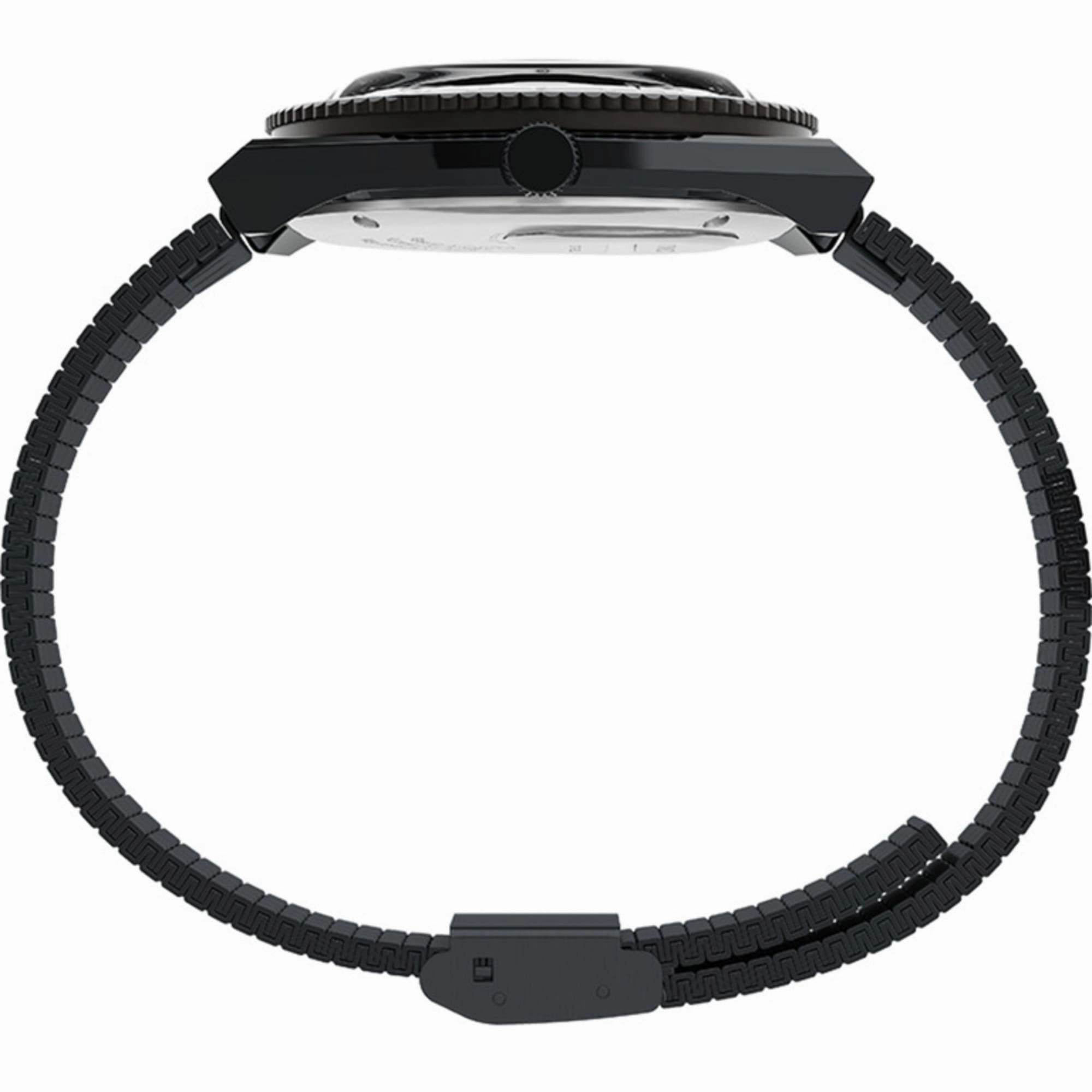 Timex Men's Watch - Q Day-Date Black Stainless Steel Bracelet Quartz TW2U61600