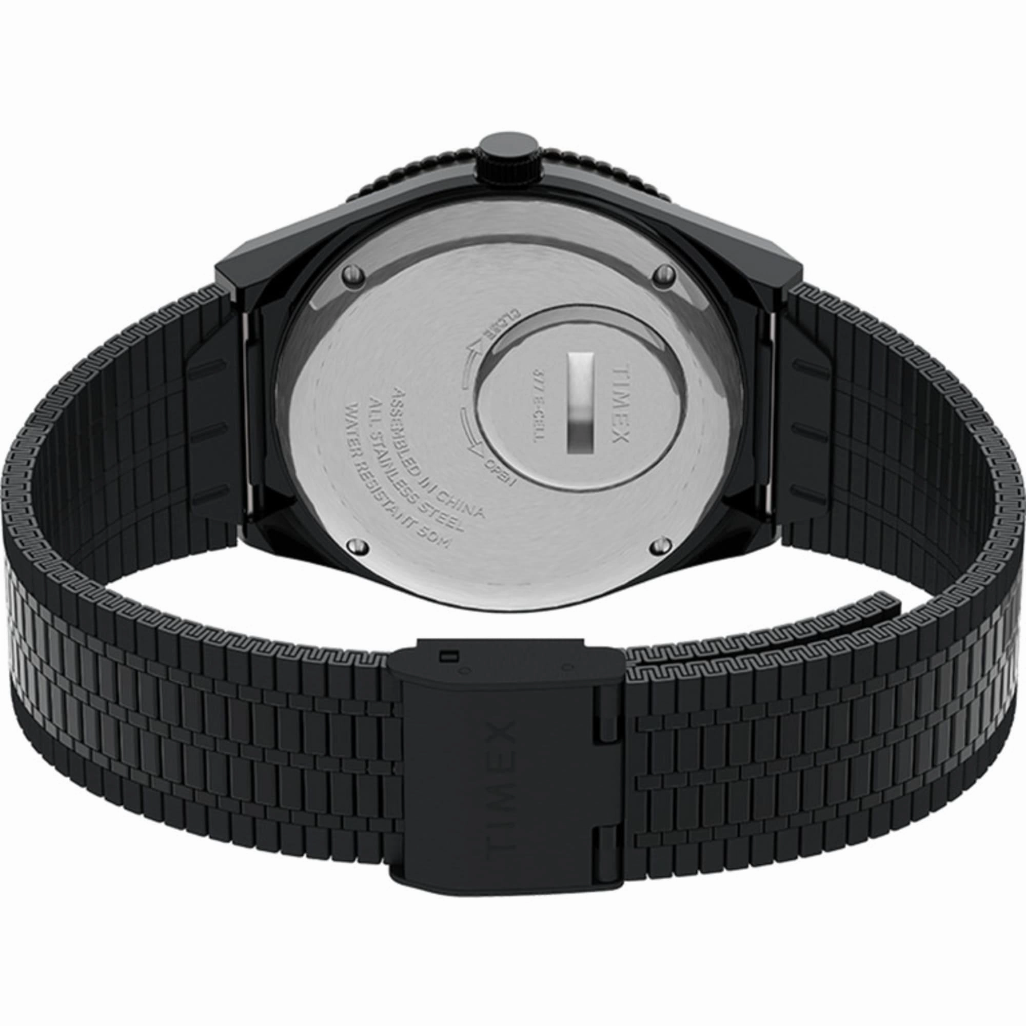 Timex Men's Watch - Q Day-Date Black Stainless Steel Bracelet Quartz TW2U61600