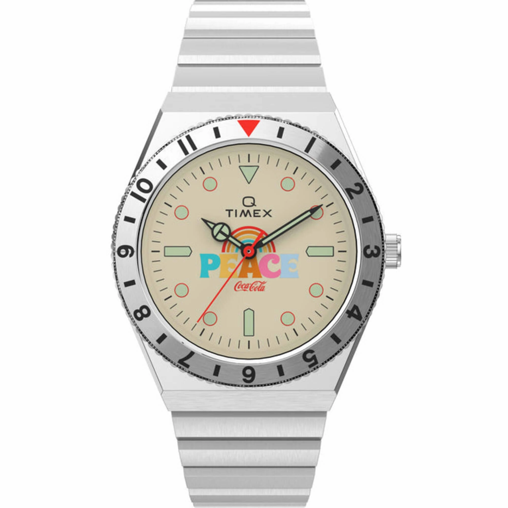 Timex Men's Watch - Q Quartz Cream Dial Stainless Steel Bracelet | TW2V25800