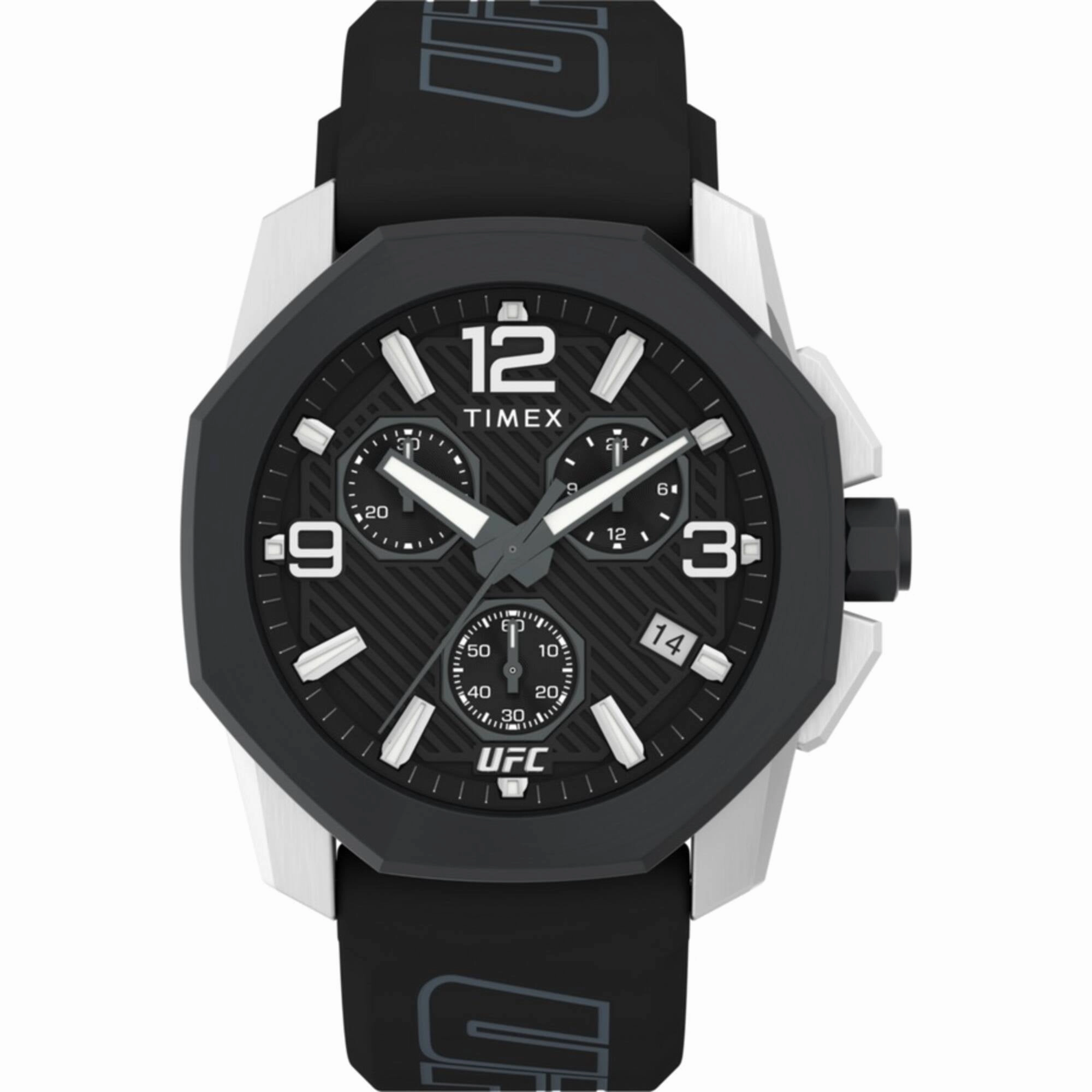 Timex Men's Watch - UFC Icon Quartz Chronograph Black Dial Silicone Strap | TW2V58600