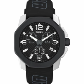 Timex Men's Watch - UFC Icon Quartz Chronograph Black Dial Silicone Strap | TW2V58600