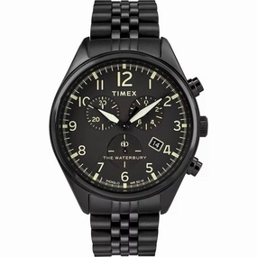 Timex Men's Watch - Waterbury Chronograph Quartz Black Dial Bracelet | TW2R88600