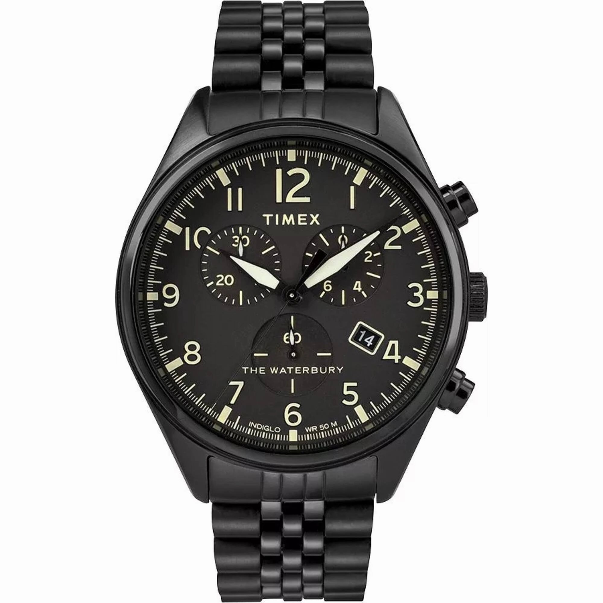 Timex Men's Watch - Waterbury Chronograph Quartz Black Dial Bracelet | TW2R88600