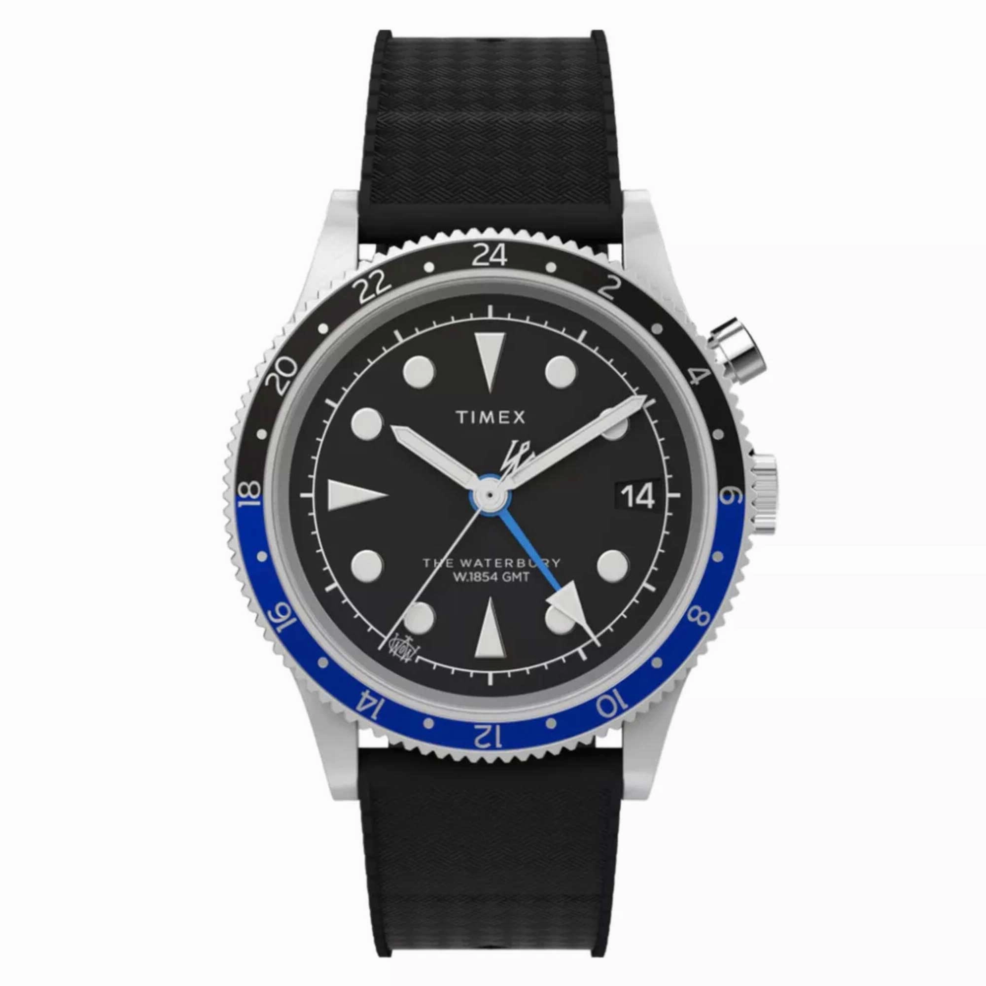 Timex Men's Watch - Waterbury Quartz Black Dial Synthetic Rubber Strap | TW2W22600VQ